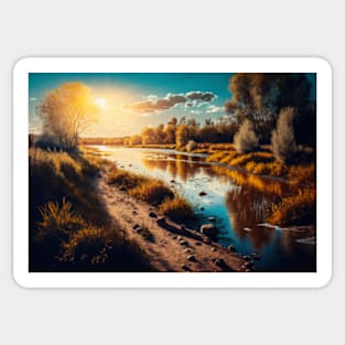 Sunny riverside landscape #2 Sticker